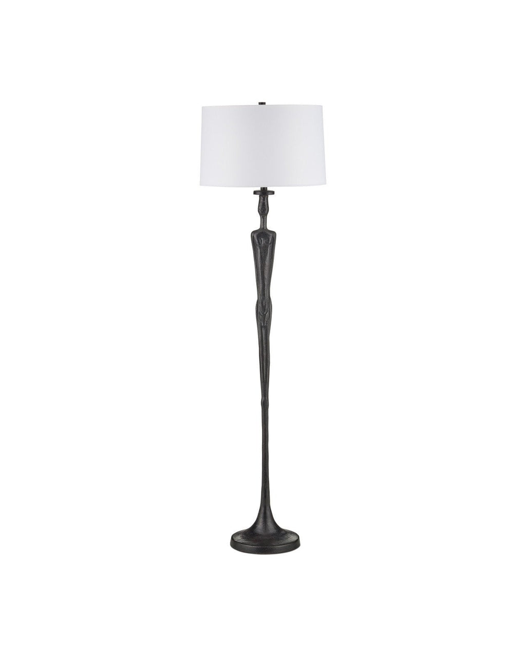 64-Zoll-Skulptur-Stehlampe aus schwarzem Aluminiumguss