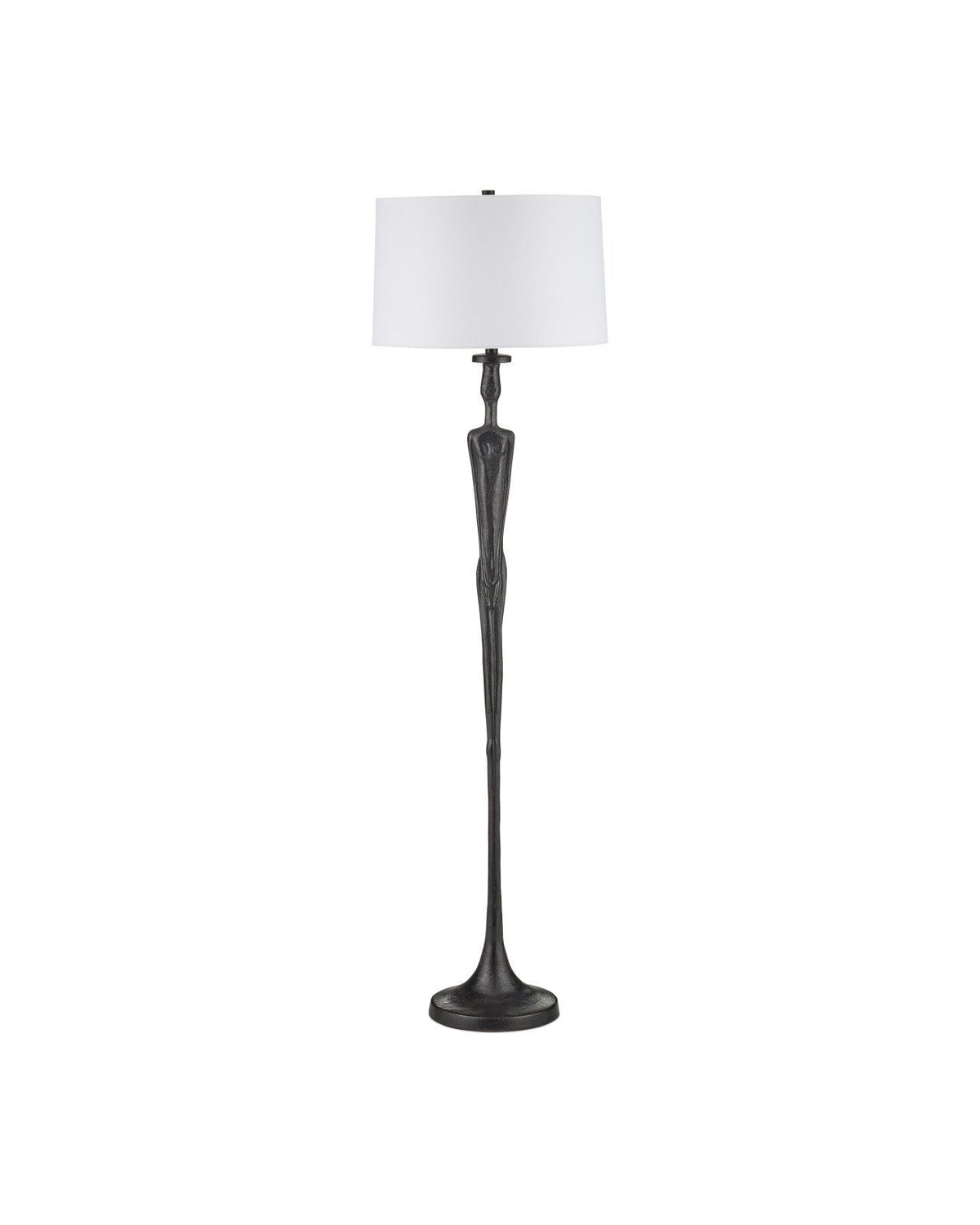64-Zoll-Skulptur-Stehlampe aus schwarzem Aluminiumguss