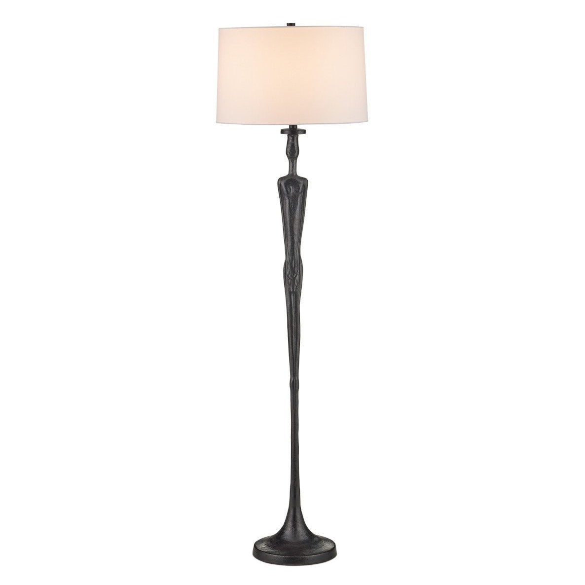 64-Inch Sculptural Black Cast Aluminum Floor Lamp