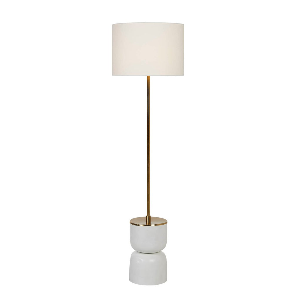 Lampadaire de 60 pouces en fer finition laiton antique avec abat-jour en lin