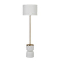 Lampadaire de 60 pouces en fer finition laiton antique avec abat-jour en lin
