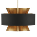 Lustre tambour de 24 pouces en fer finition laiton et tissu noir