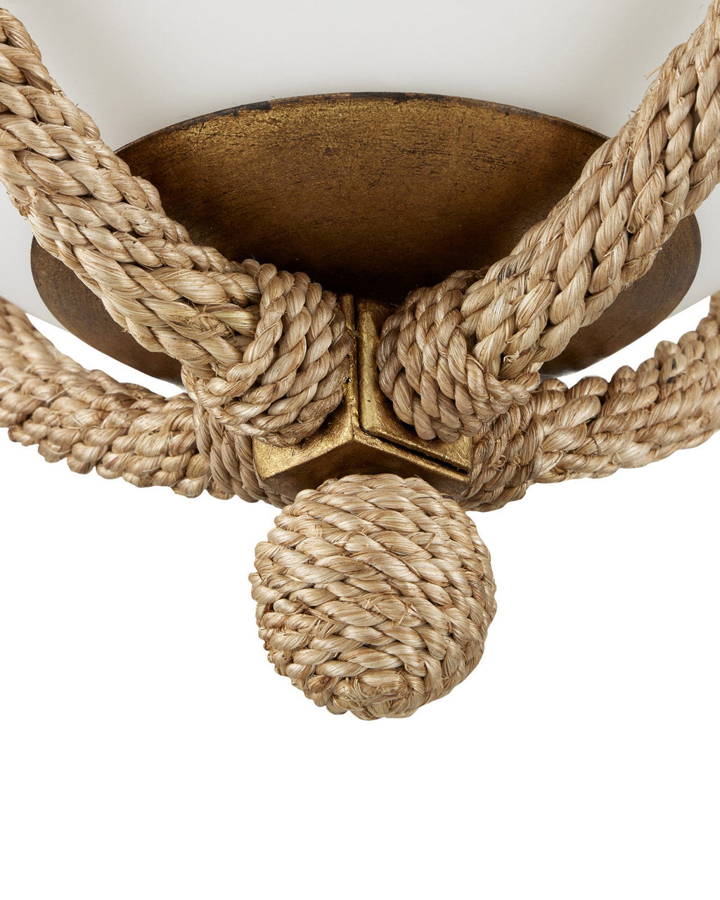 36,8-cm-Deckenleuchte aus Abakaseil mit Goldfinish