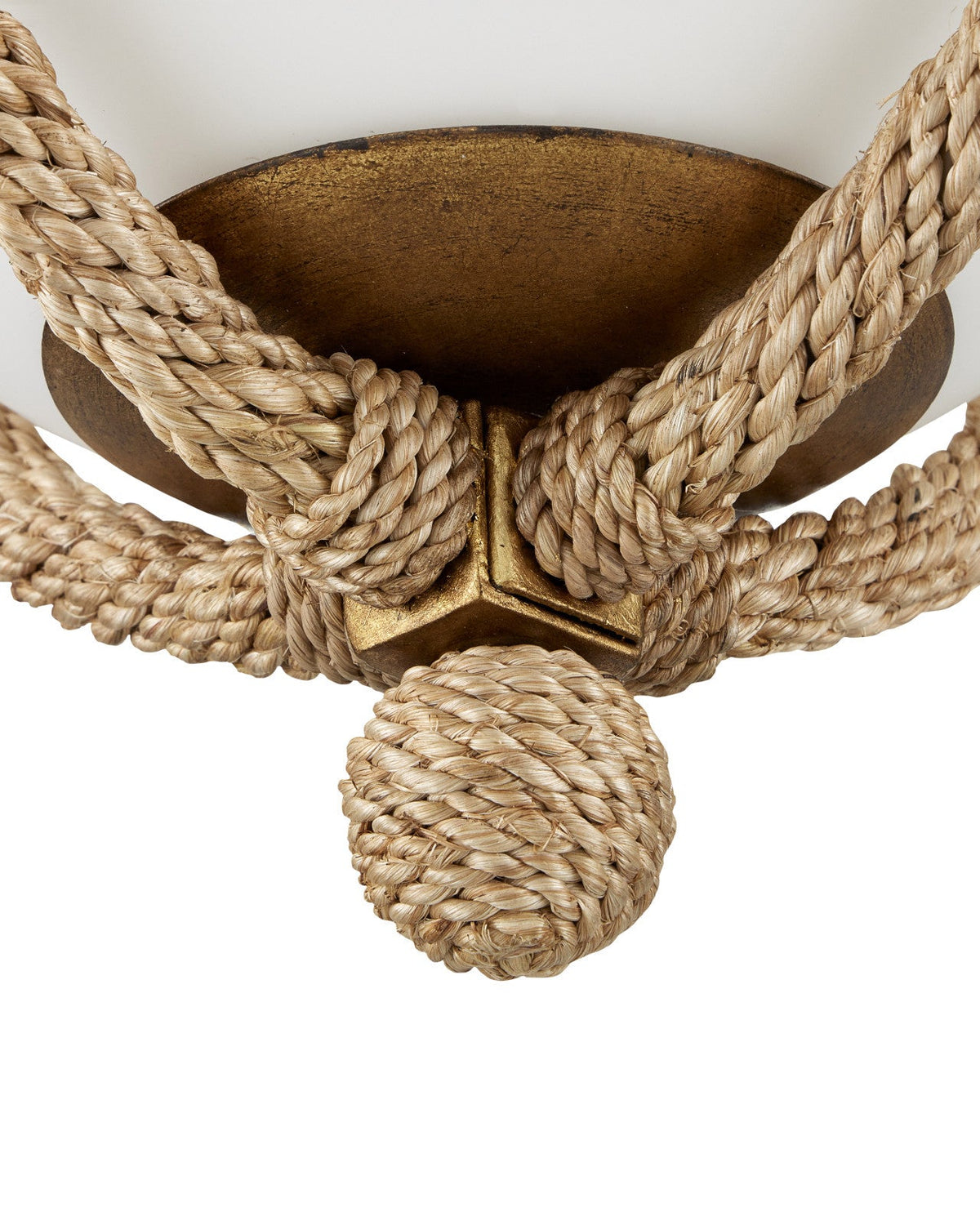14.5-Inch Abaca Rope and Gold-Finish Flush Mount