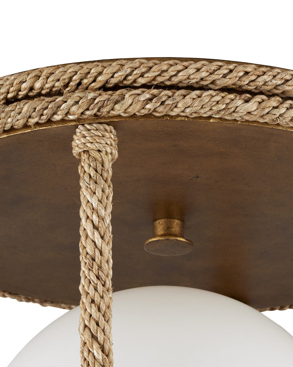 36,8-cm-Deckenleuchte aus Abakaseil mit Goldfinish