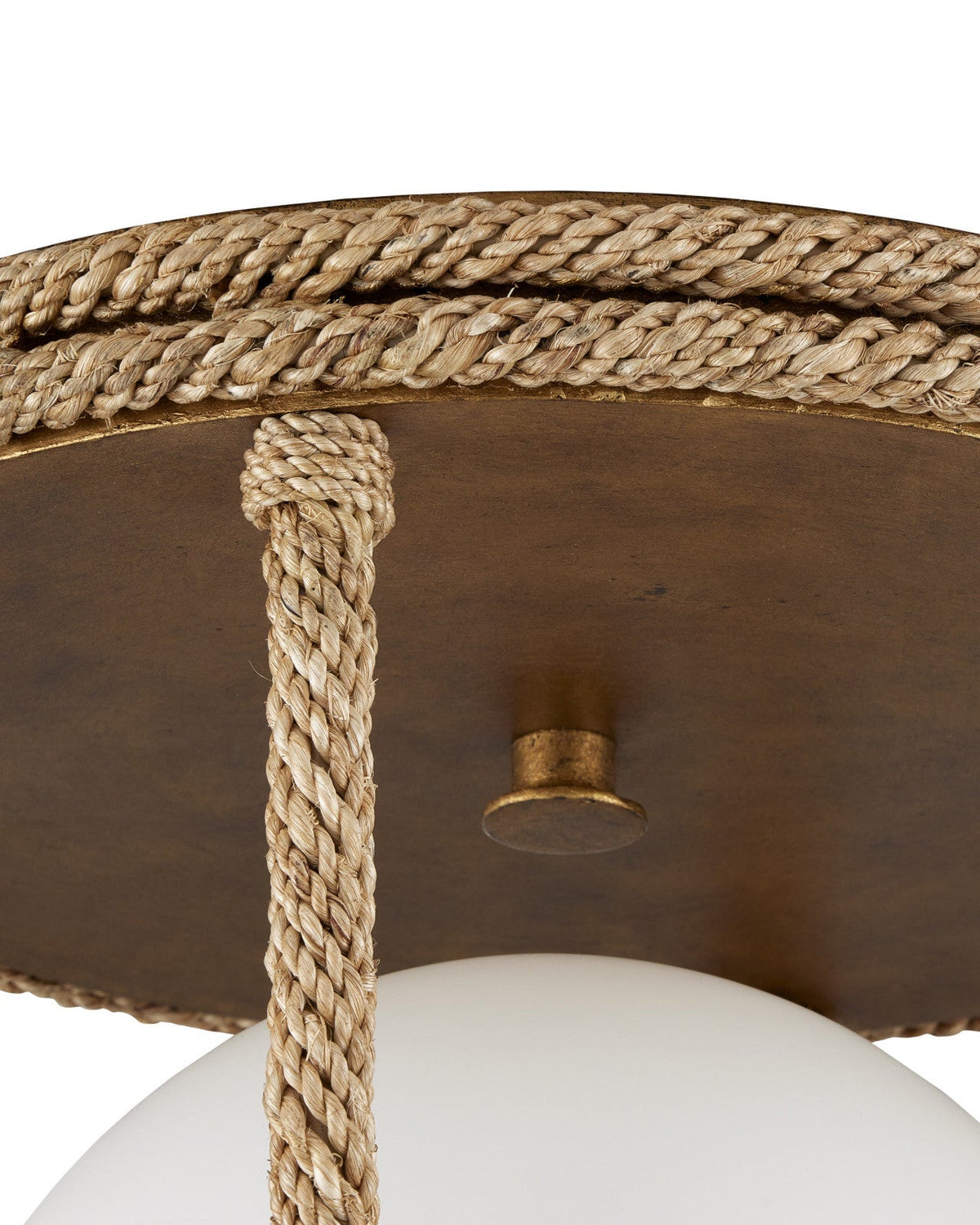 14.5-Inch Abaca Rope and Gold-Finish Flush Mount