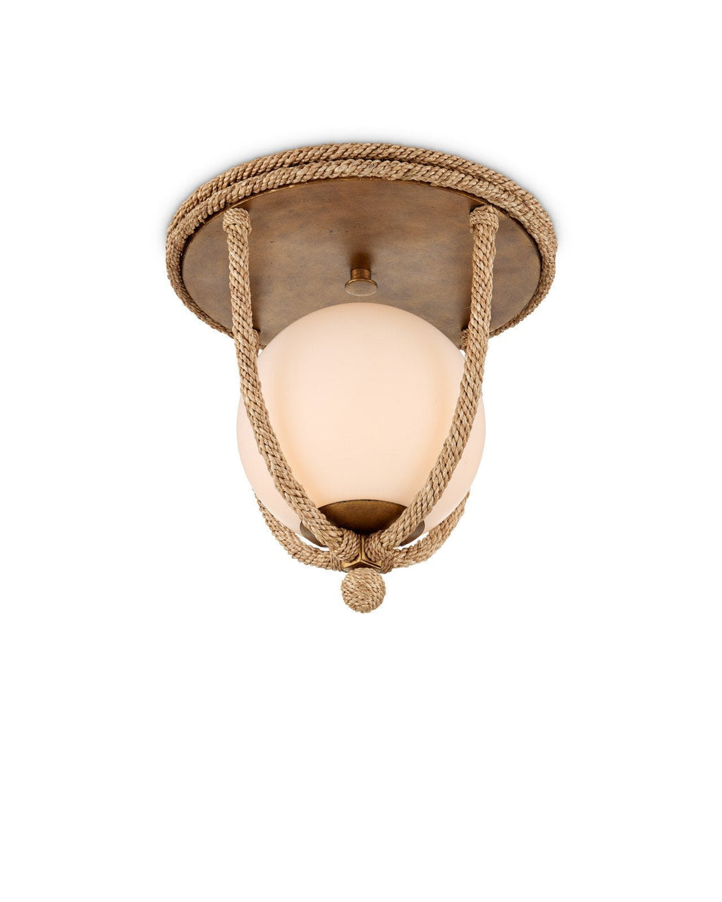 36,8-cm-Deckenleuchte aus Abakaseil mit Goldfinish
