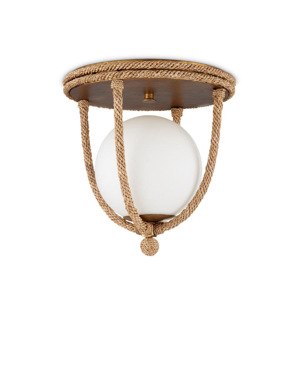 36,8-cm-Deckenleuchte aus Abakaseil mit Goldfinish