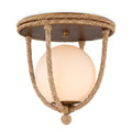36,8-cm-Deckenleuchte aus Abakaseil mit Goldfinish