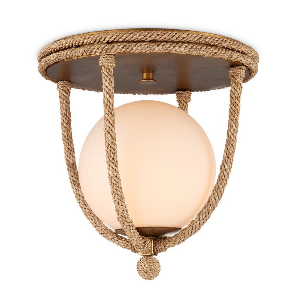 14.5-Inch Abaca Rope and Gold-Finish Flush Mount