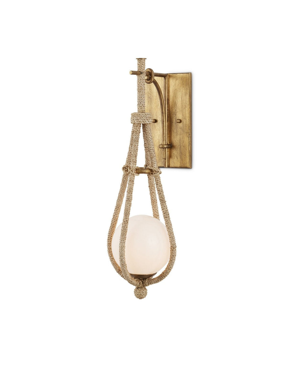 58,42 cm Wandlampe aus Abakaseil mit mattierter Glaskugel