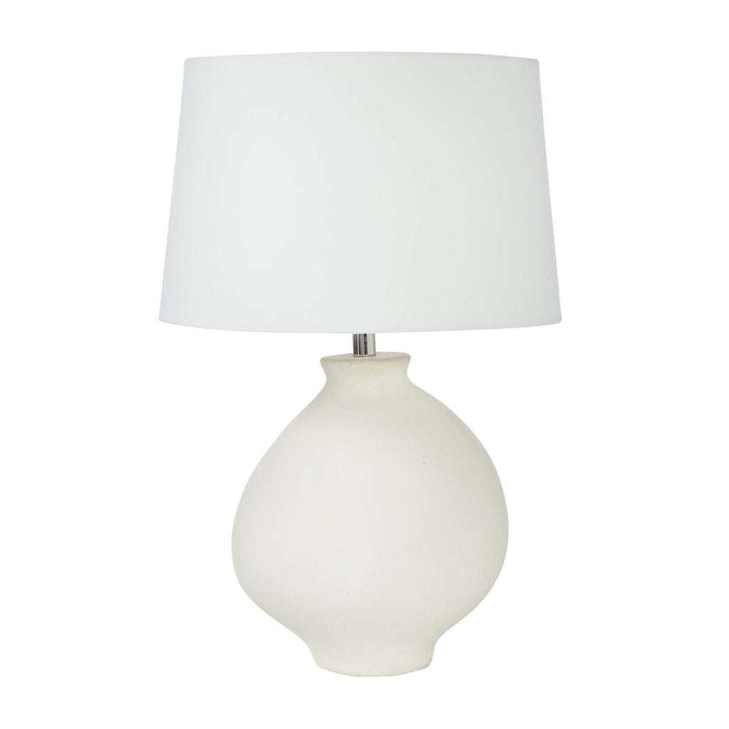 Lampe de table en céramique blanche de 28.75 pouces avec abat-jour en lin