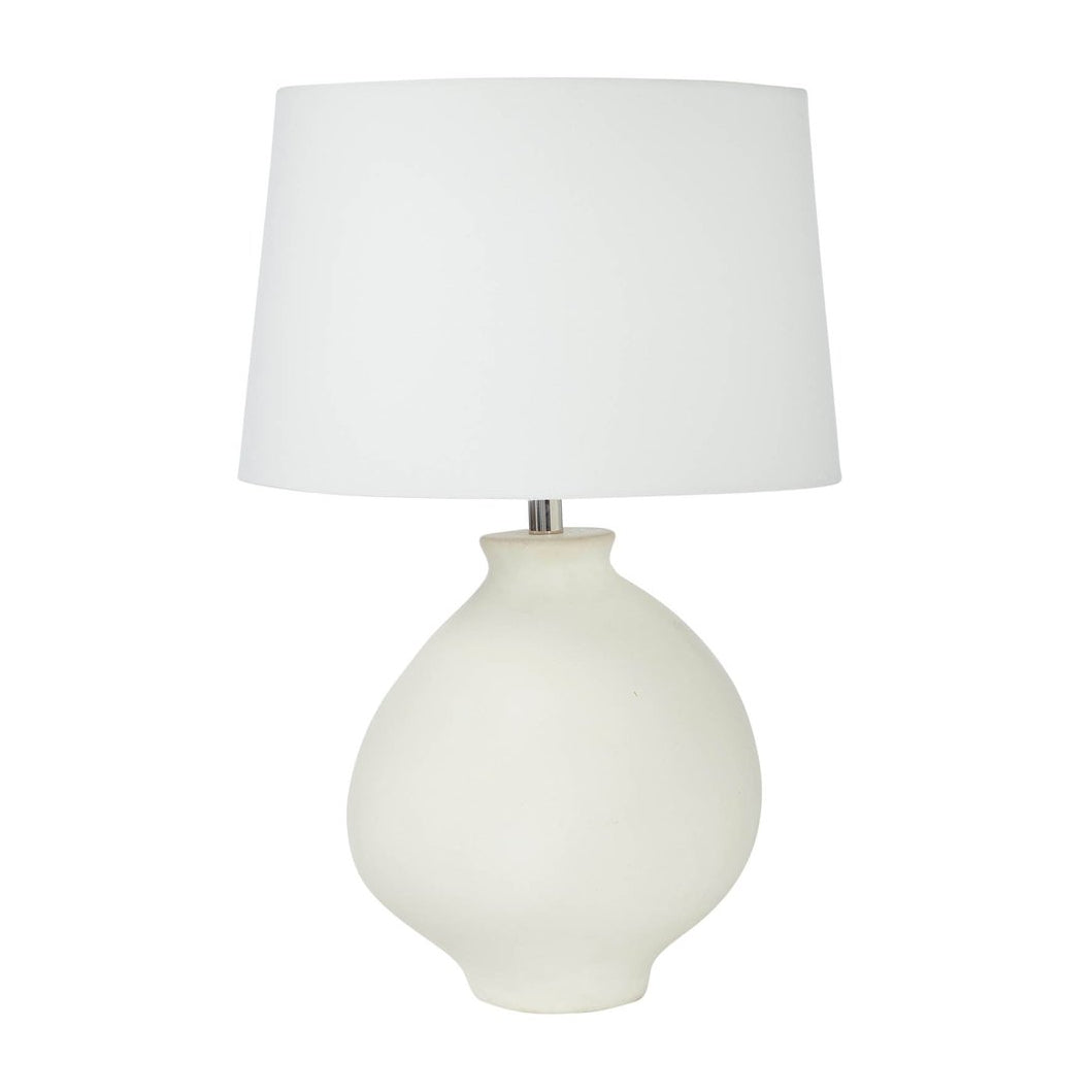 28.75-Inch White Ceramic Table Lamp with Linen Shade