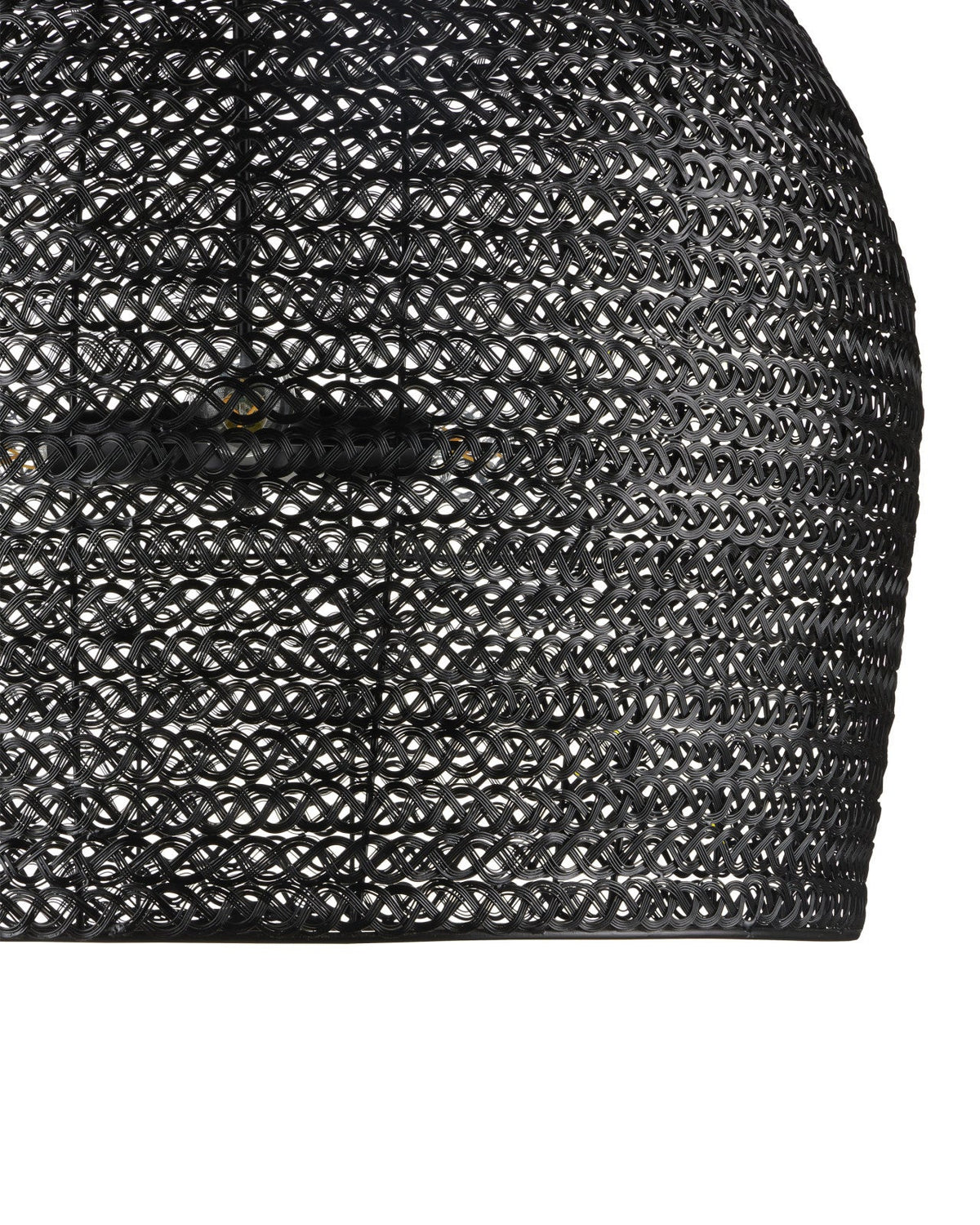 31.5-Inch Satin Black Woven Iron Round Chandelier