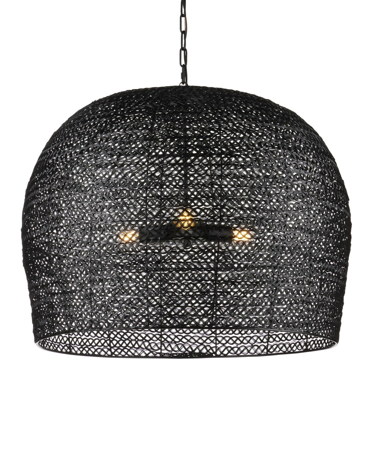 31.5-Inch Satin Black Woven Iron Round Chandelier