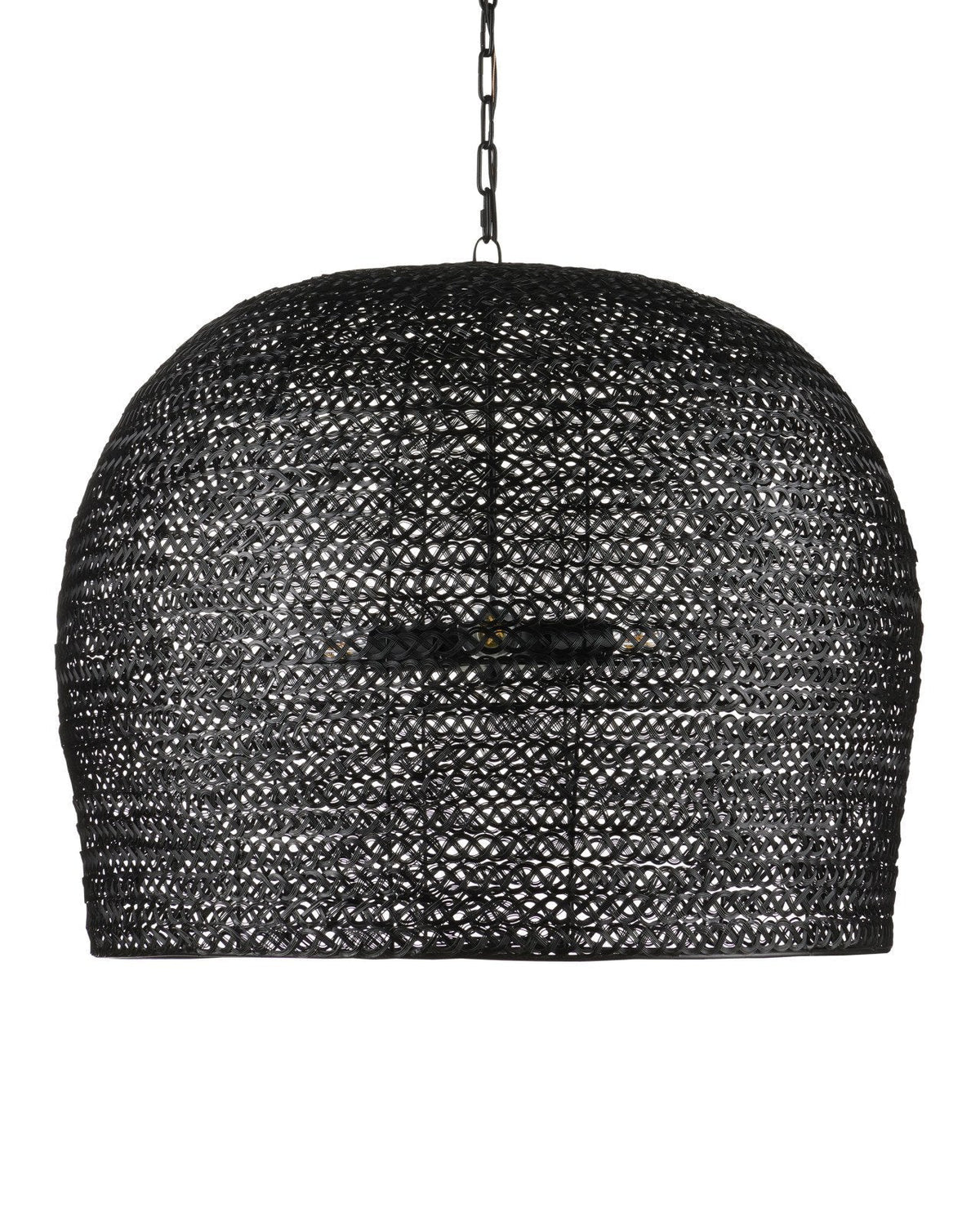 31.5-Inch Satin Black Woven Iron Round Chandelier