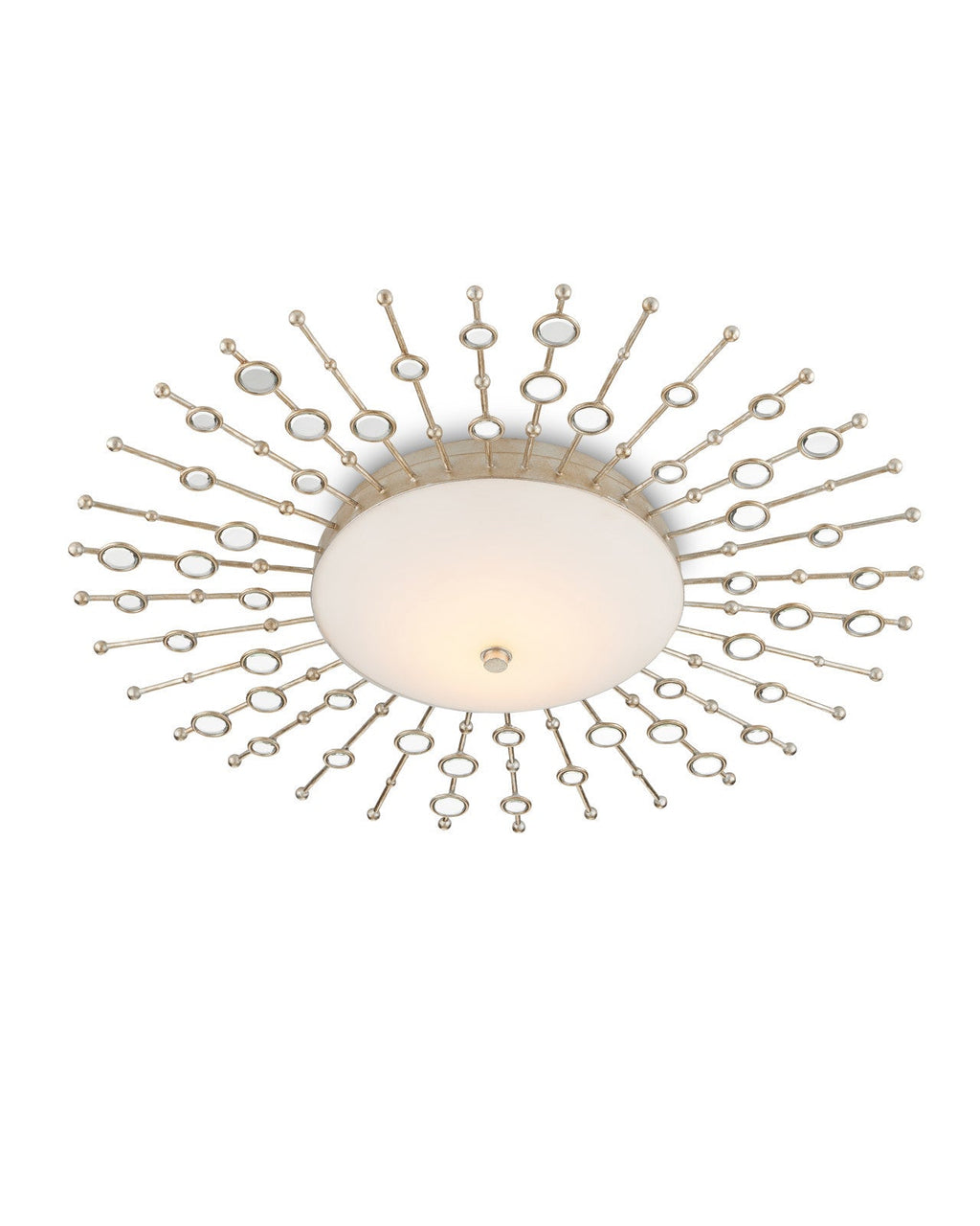 Przylegająca do sufitu lampa LED ze srebrnymi płatkami i matowym szkłem, 28 cali