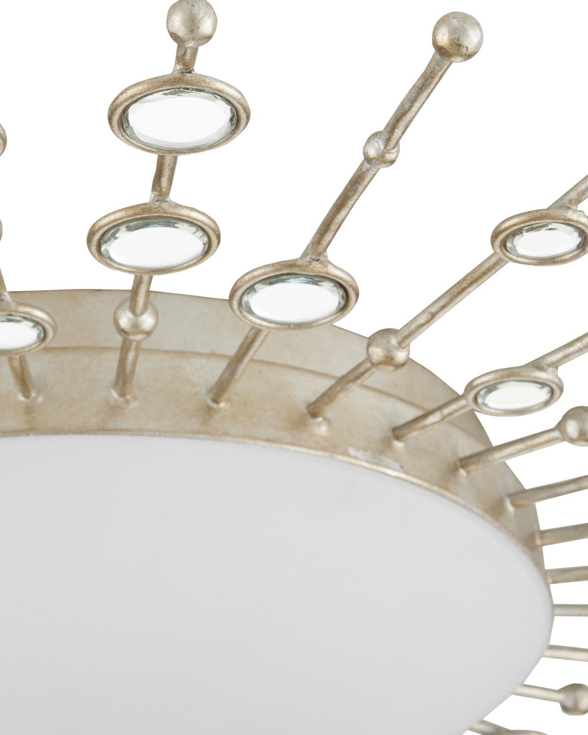28-Inch Silver Leaf and Frosted Glass LED Flush Mount