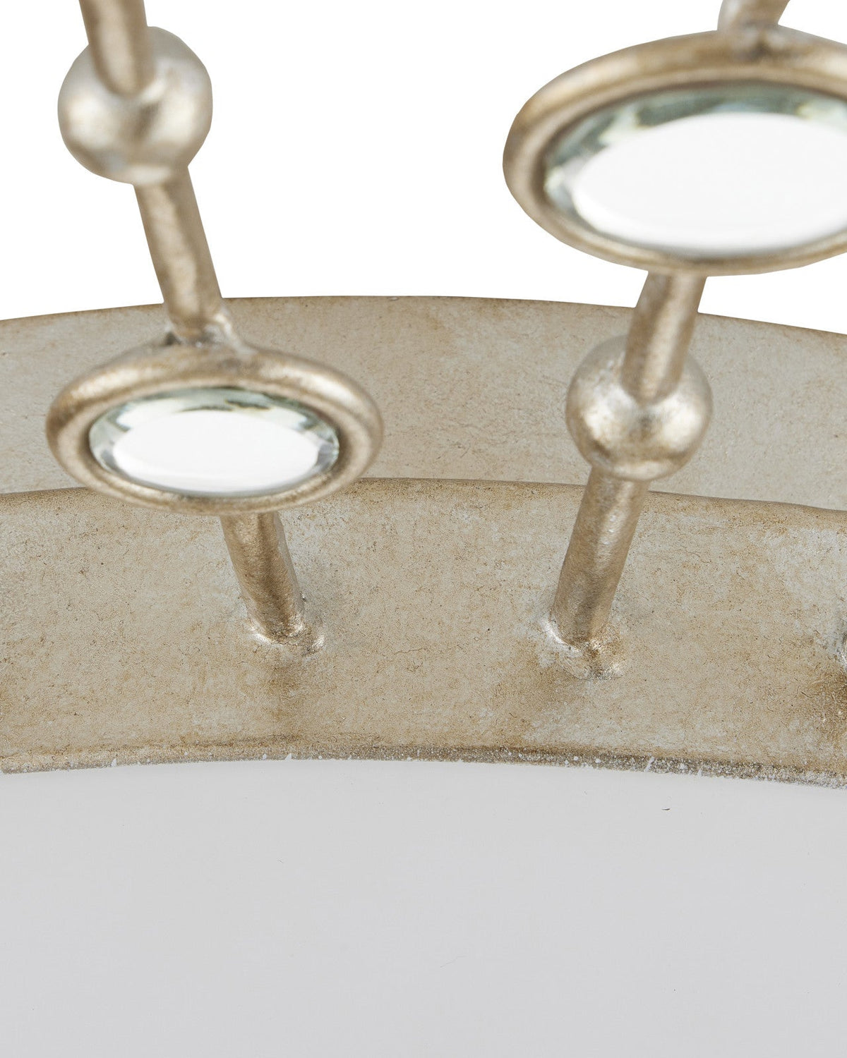 28-Inch Silver Leaf and Frosted Glass LED Flush Mount