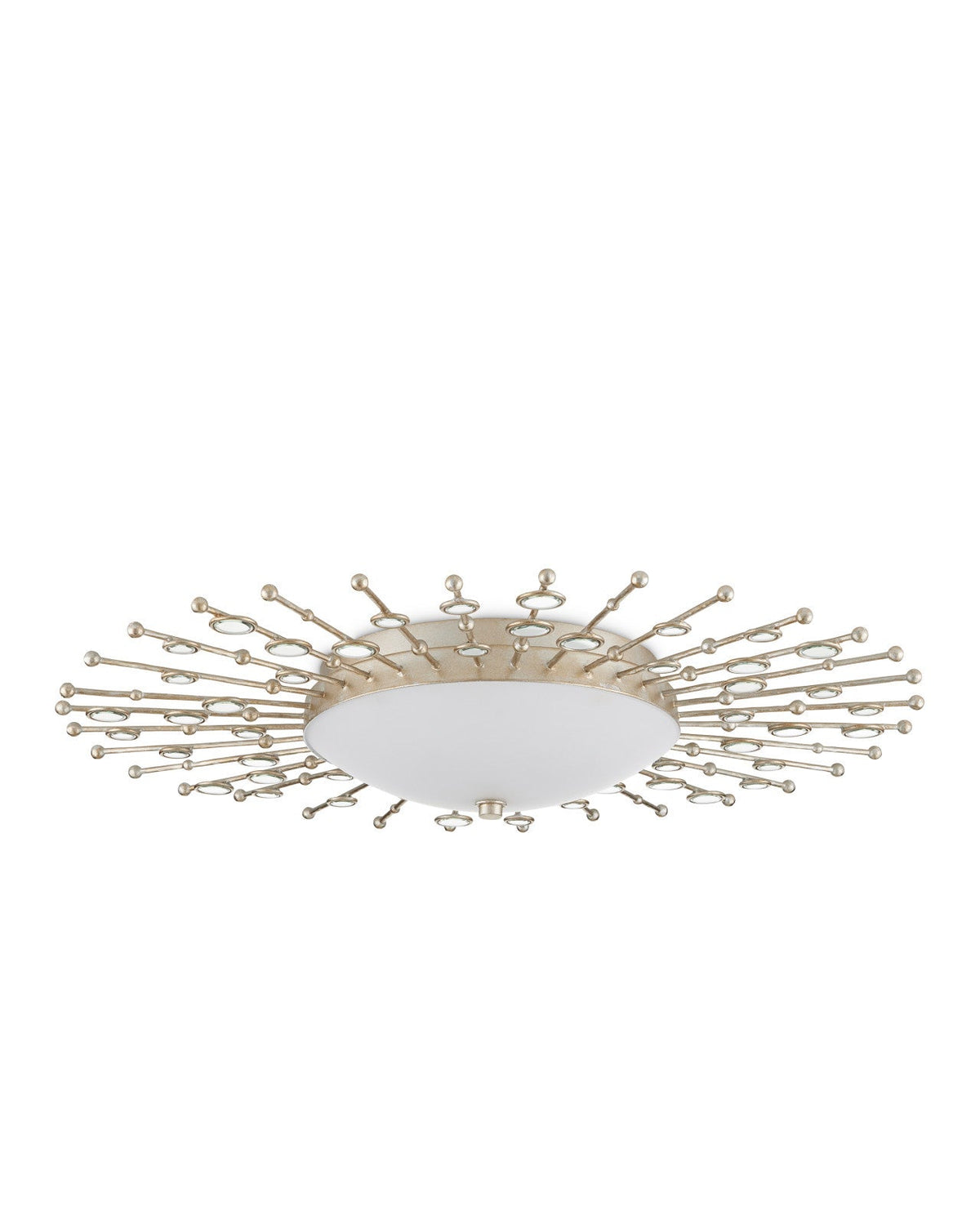 28-Inch Silver Leaf and Frosted Glass LED Flush Mount