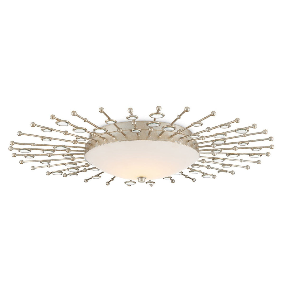 28-Inch Silver Leaf and Frosted Glass LED Flush Mount