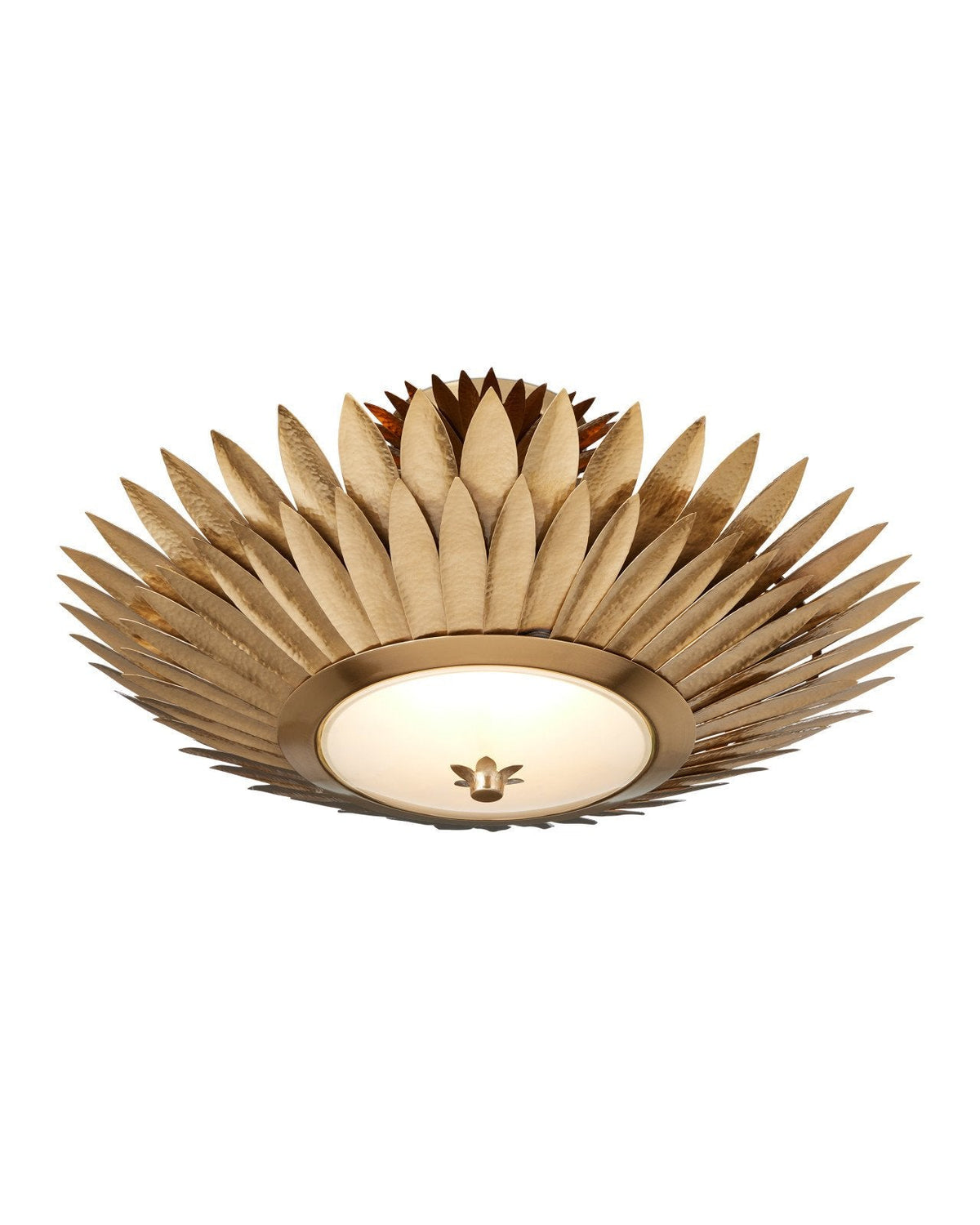 29.5-Inch Antique Brass Leaf LED Semi-Flush Mount