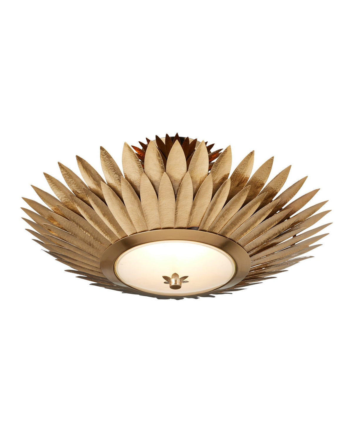 29.5-Inch Antique Brass Leaf LED Semi-Flush Mount