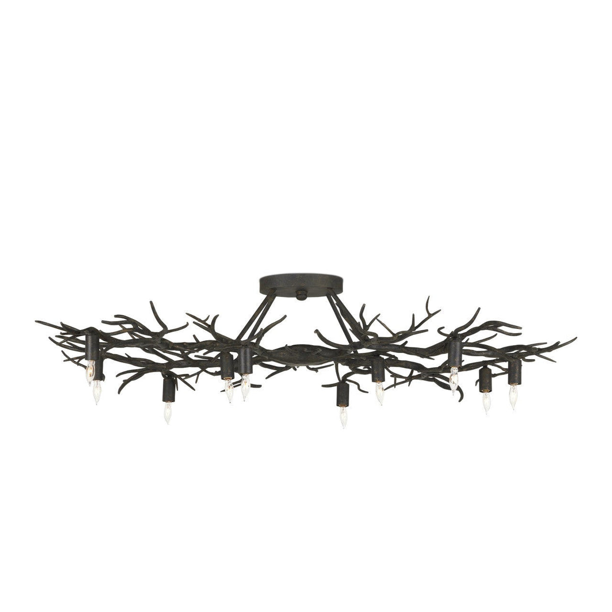 43-Inch Branch-Style Wrought Iron Semi-Flush Mount