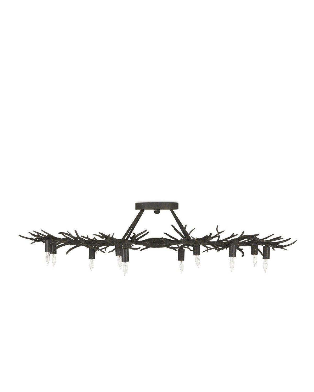 43-Inch Branch-Style Wrought Iron Semi-Flush Mount
