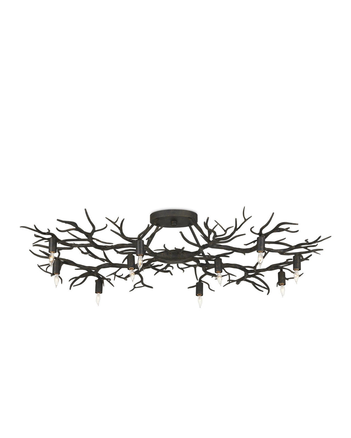 43-Inch Branch-Style Wrought Iron Semi-Flush Mount
