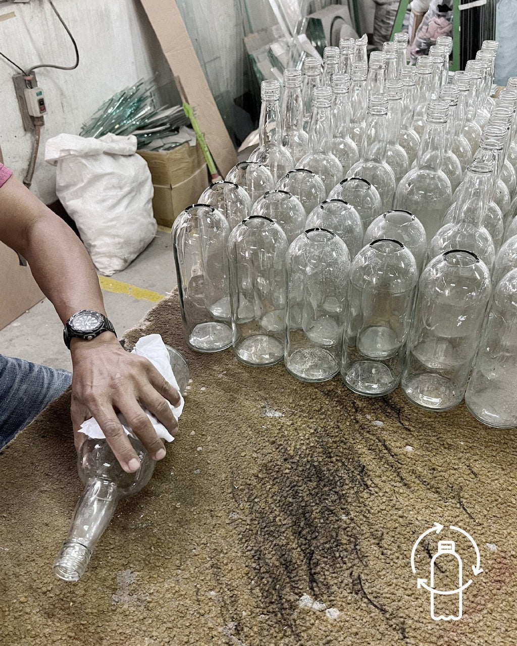 Silver Leaf and Recycled Glass Five-Light Linear Chandelier