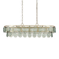 Silver Leaf and Recycled Glass Five-Light Linear Chandelier