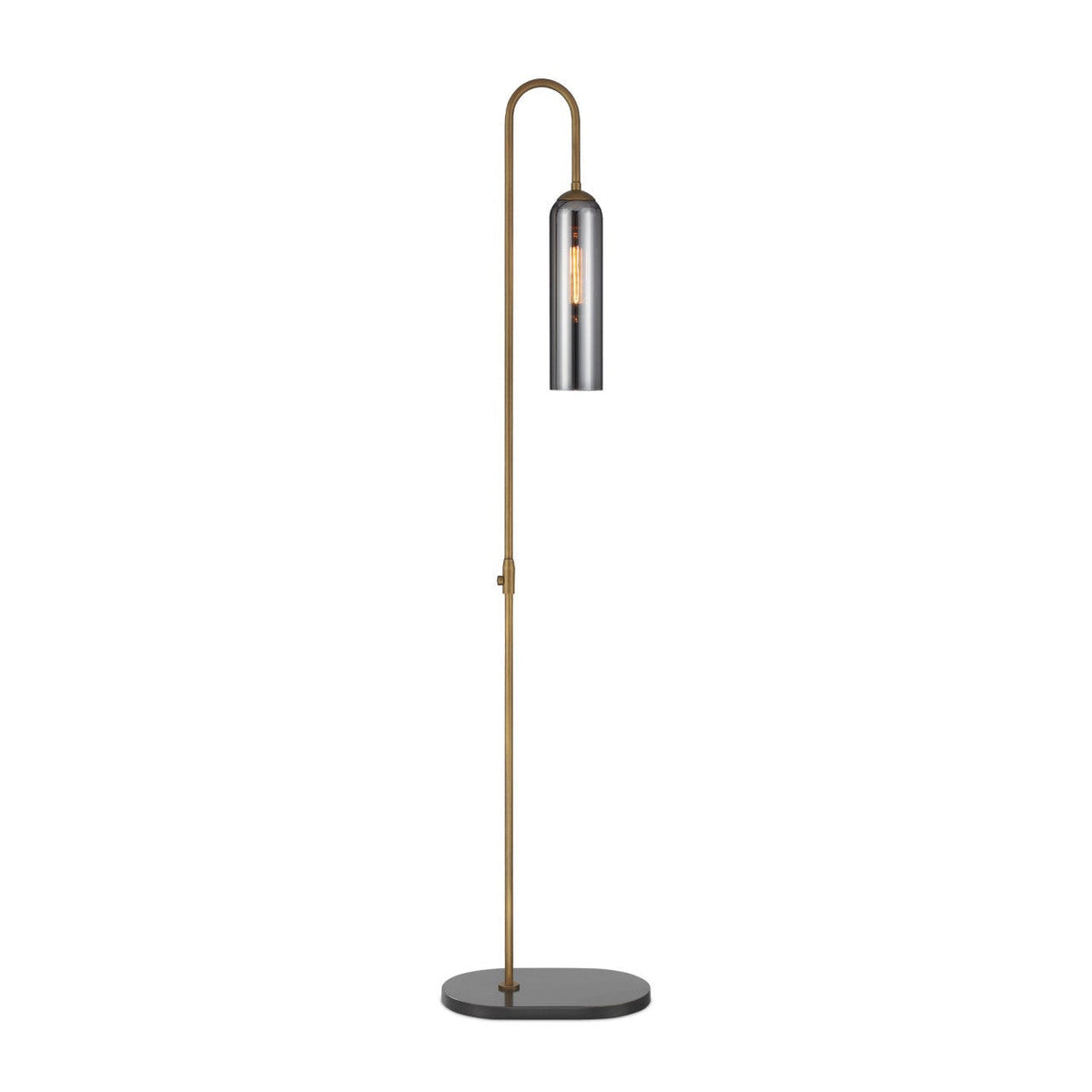 67.75-Inch Bronze-Finish Arc Floor Lamp with Smoked Glass Shade