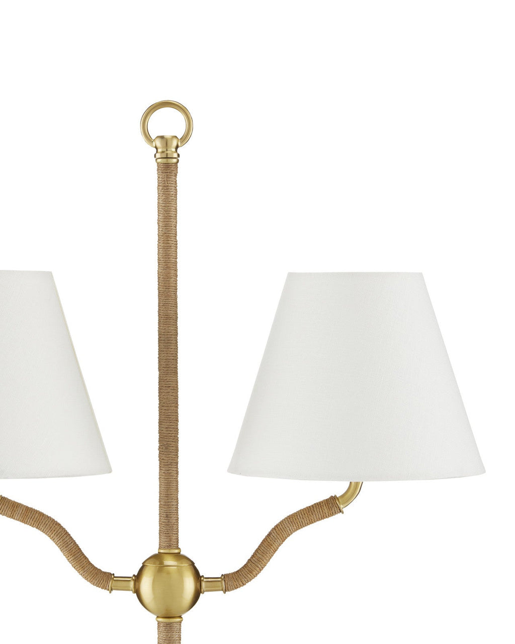 Lampa podłogowa o wysokości 56 cali z dwoma lampami, owinięta jutą, z lnianymi abażurami