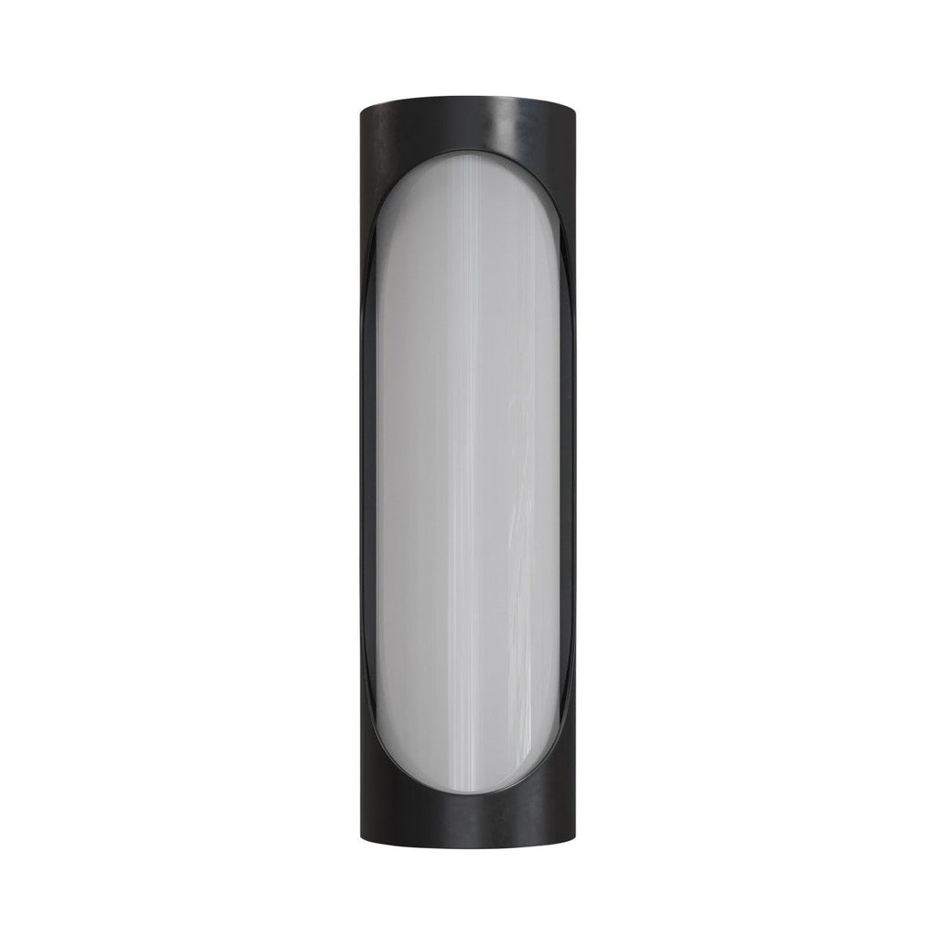 Applique da esterno a LED in metallo nero da 22 pollici con vetro bianco