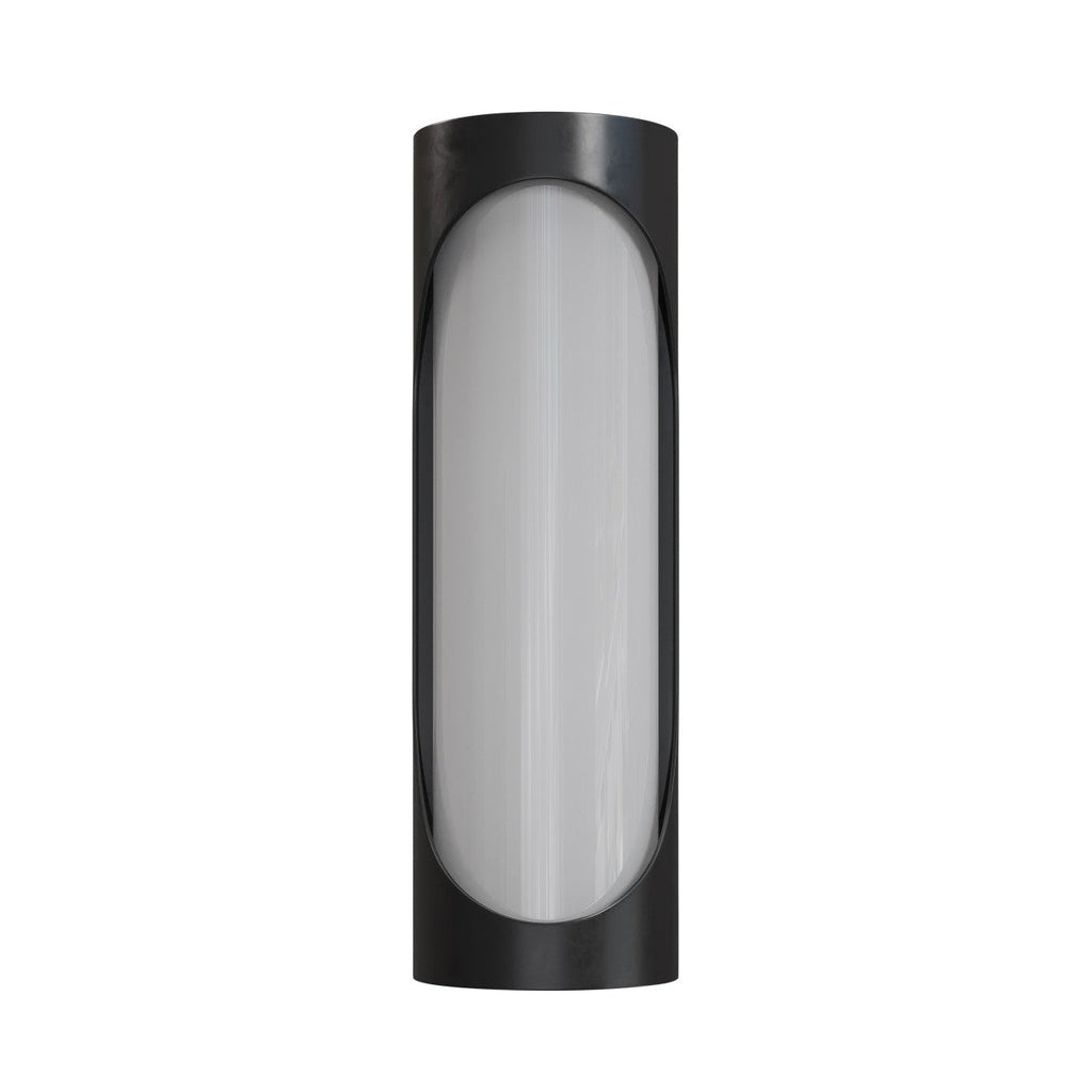 27-Zoll-Außenwandleuchte aus schwarzem Metall mit LED und weißem Glas