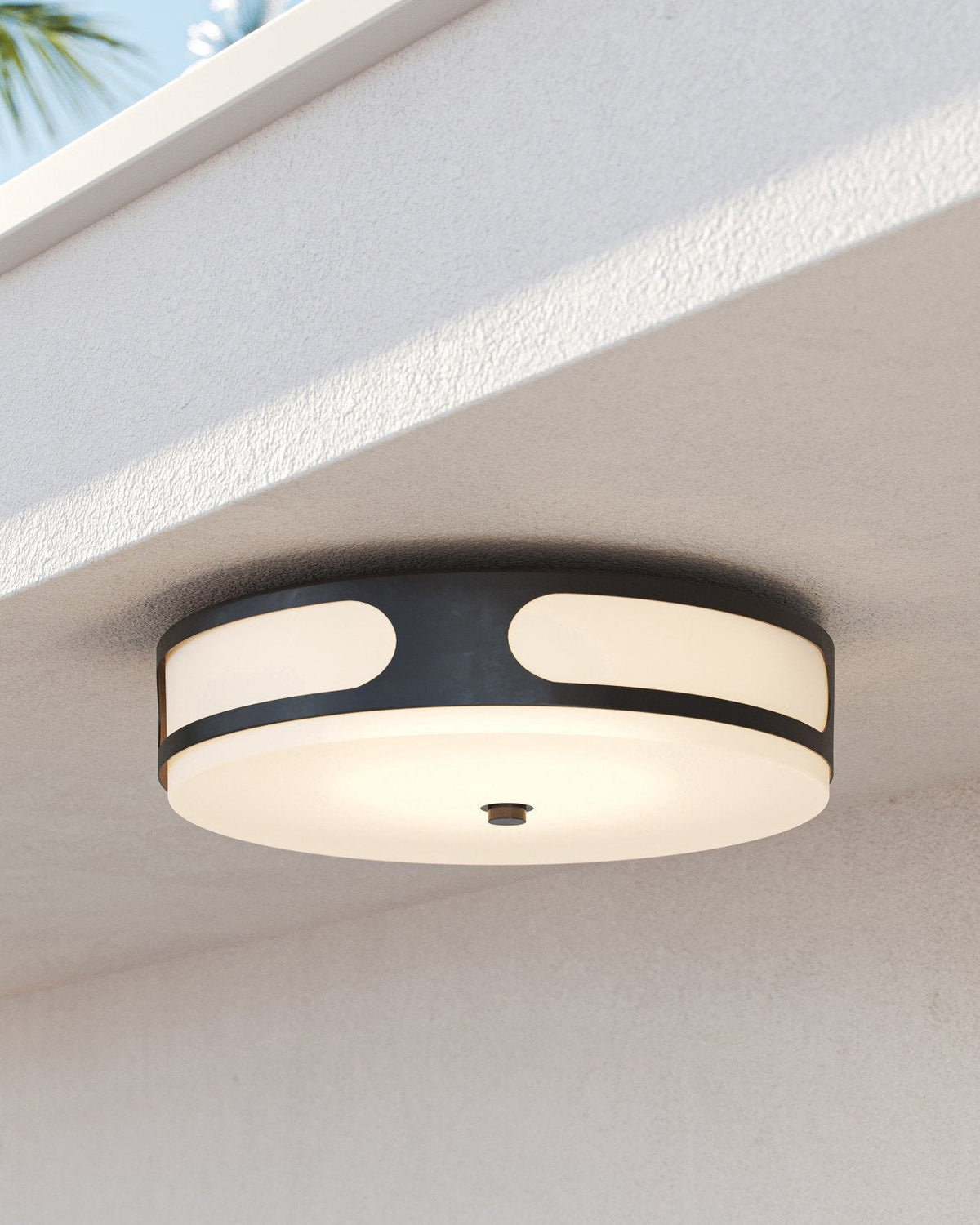 17.5-Inch Black Metal Outdoor LED Flush Mount