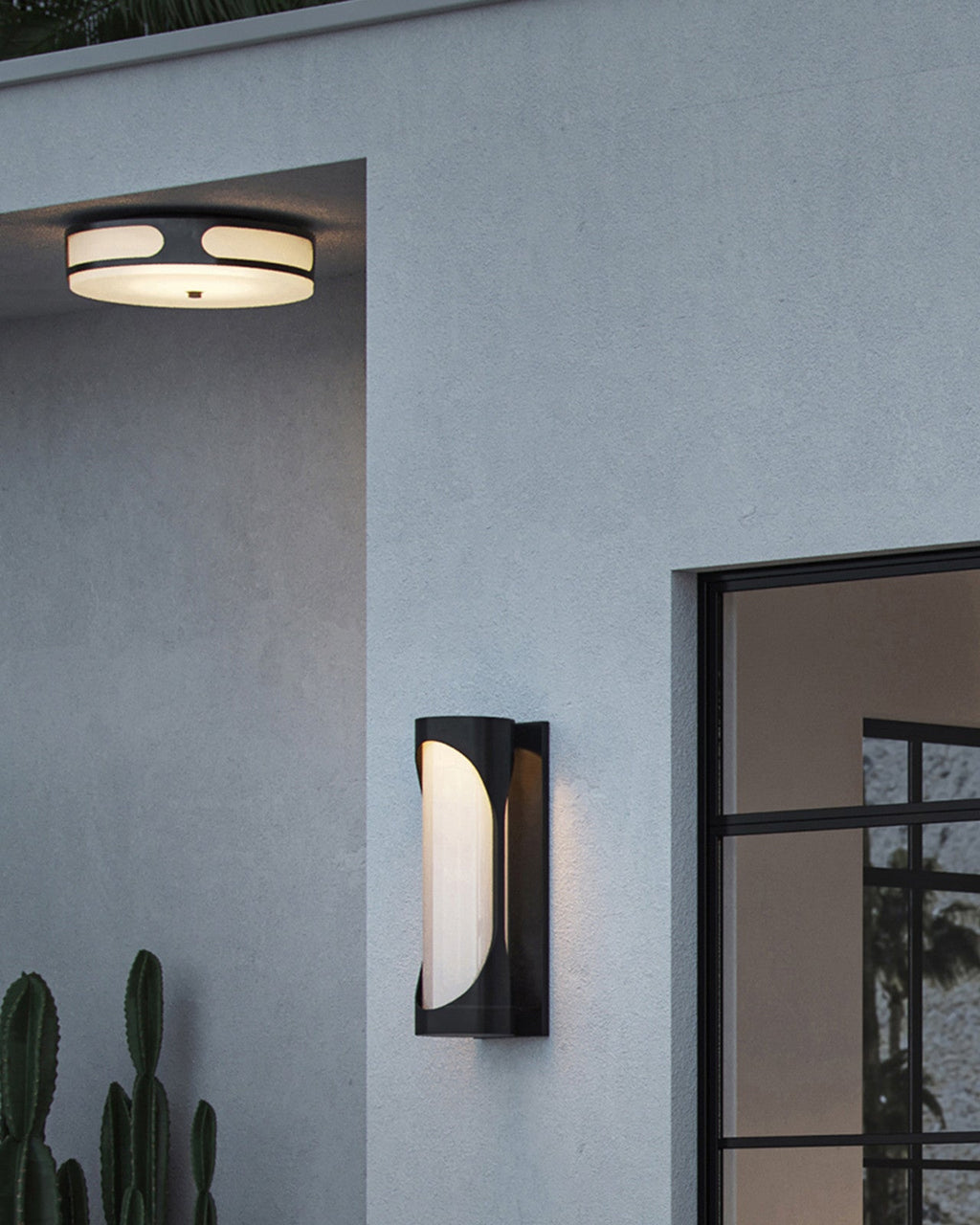 Plafonnier LED affleurant extérieur de 17.5 pouces en métal noir