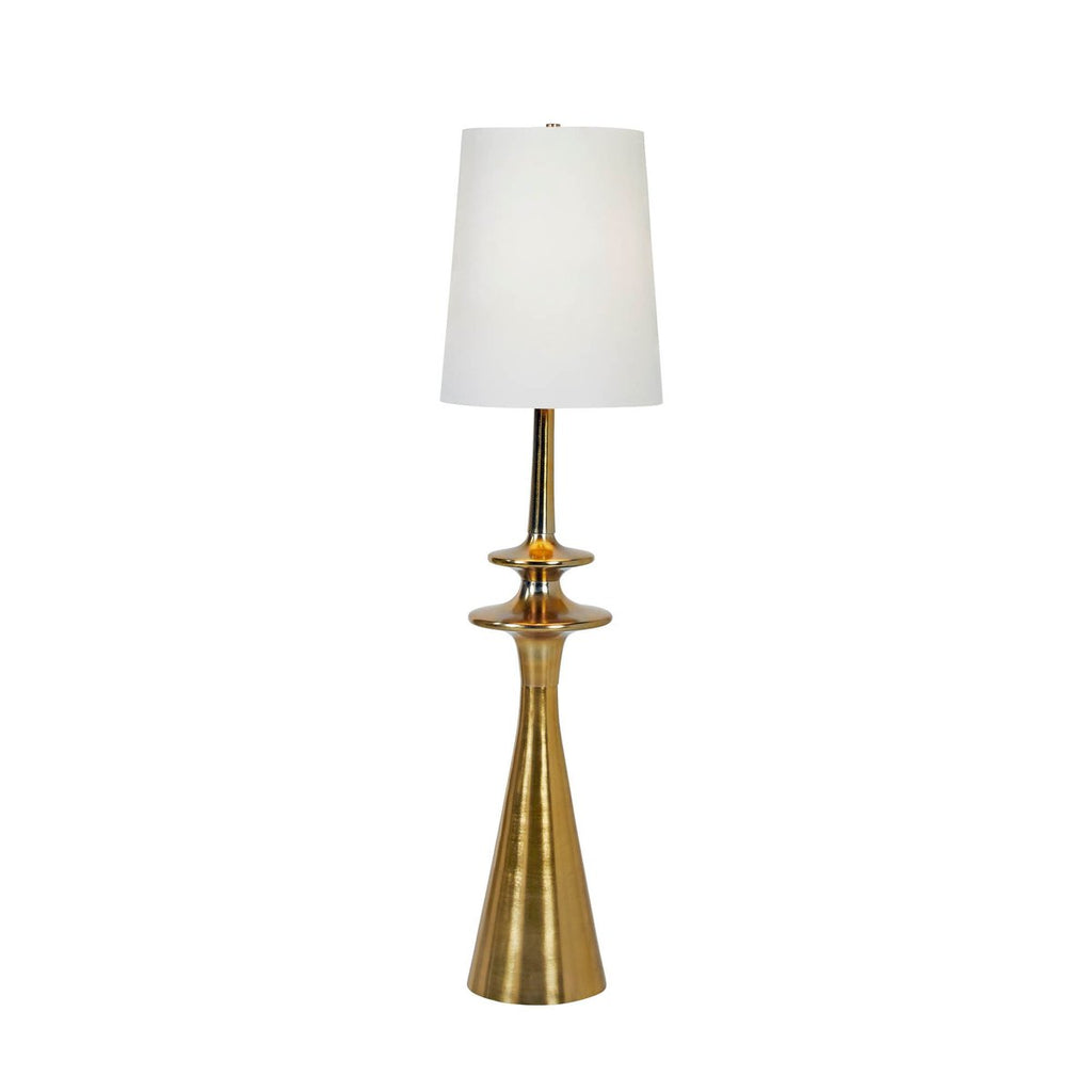 Lampadaire de 58.5 pouces en aluminium finition or avec abat-jour en lin