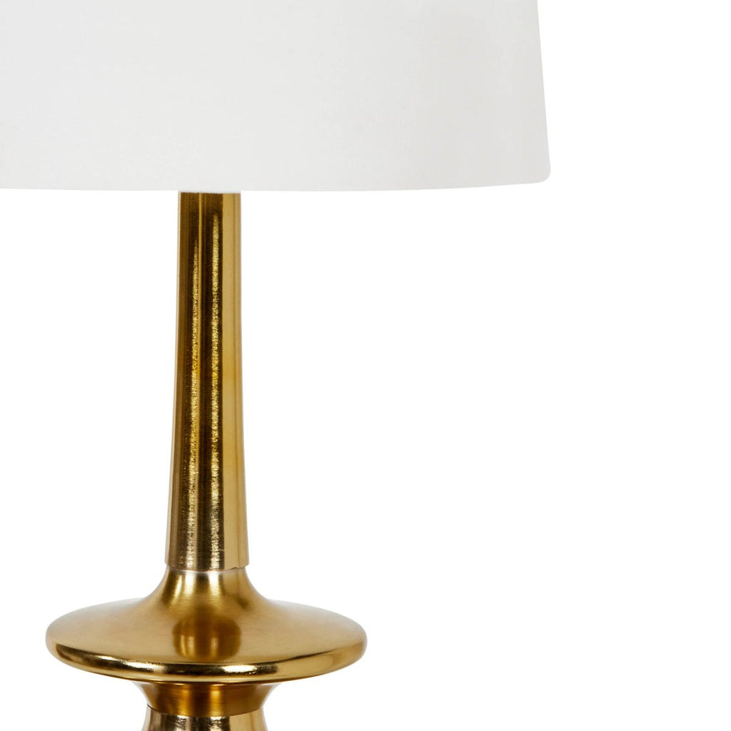 Lampadaire de 58.5 pouces en aluminium finition or avec abat-jour en lin