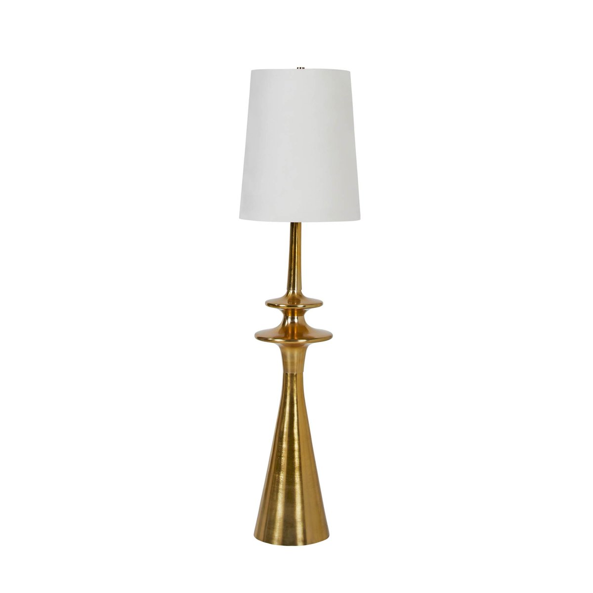 58.5-Inch Gold-Finish Aluminum Floor Lamp with Linen Shade