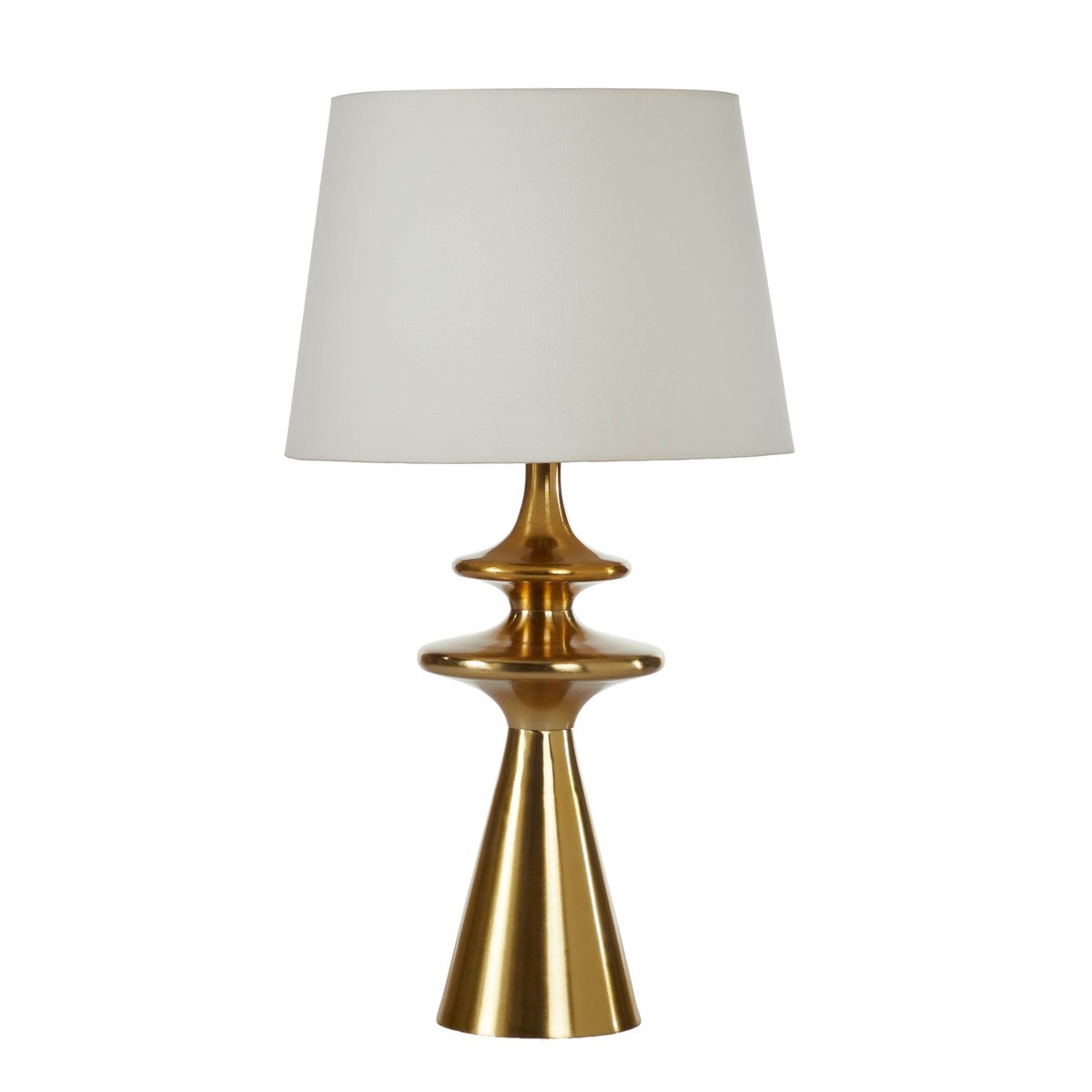 28-Inch Gold-Finish Aluminum Table Lamp with Linen Shade