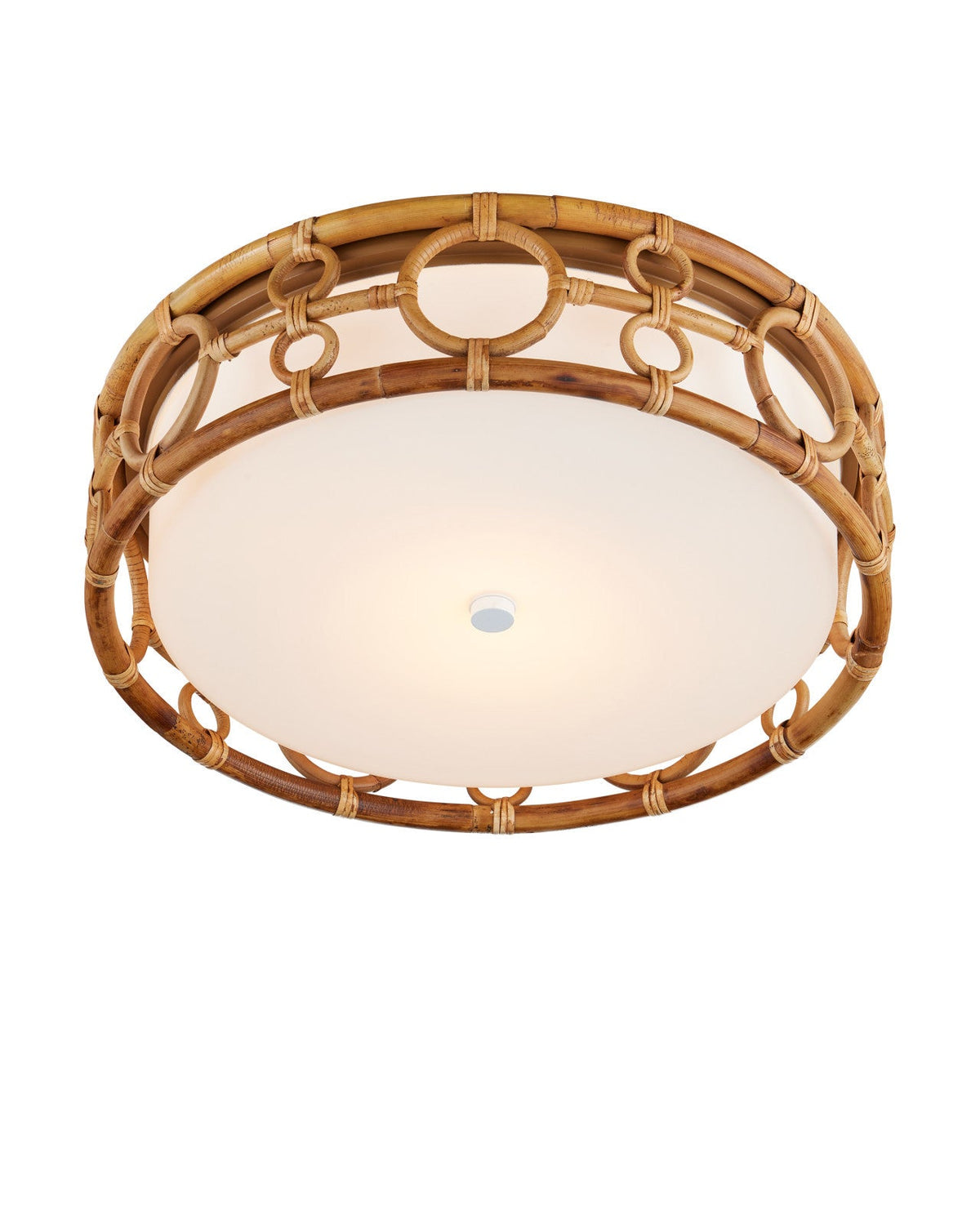 19.5-Inch Natural Rattan LED Flush Mount