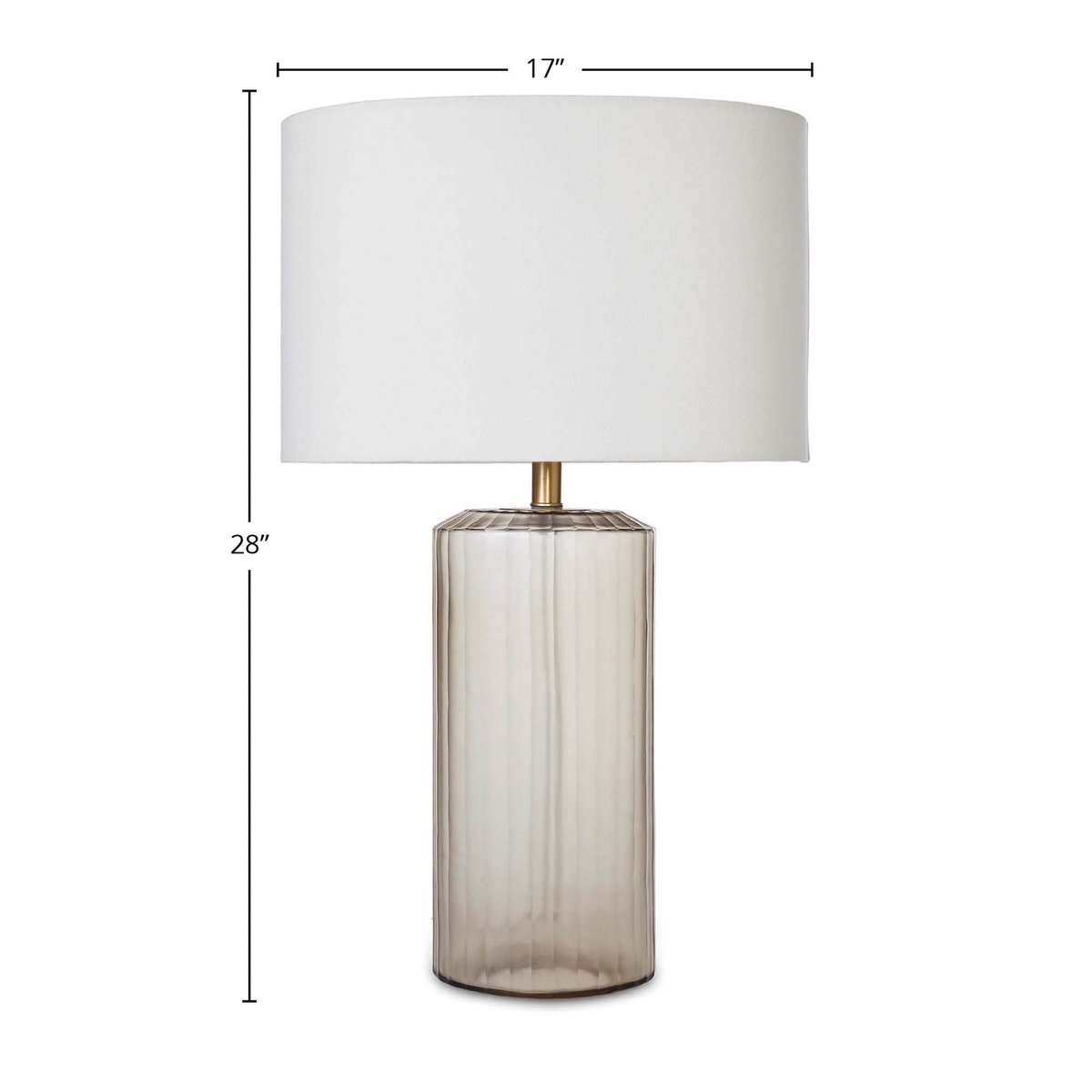 28-Inch Glass Table Lamp with White Oval Cotton Shade