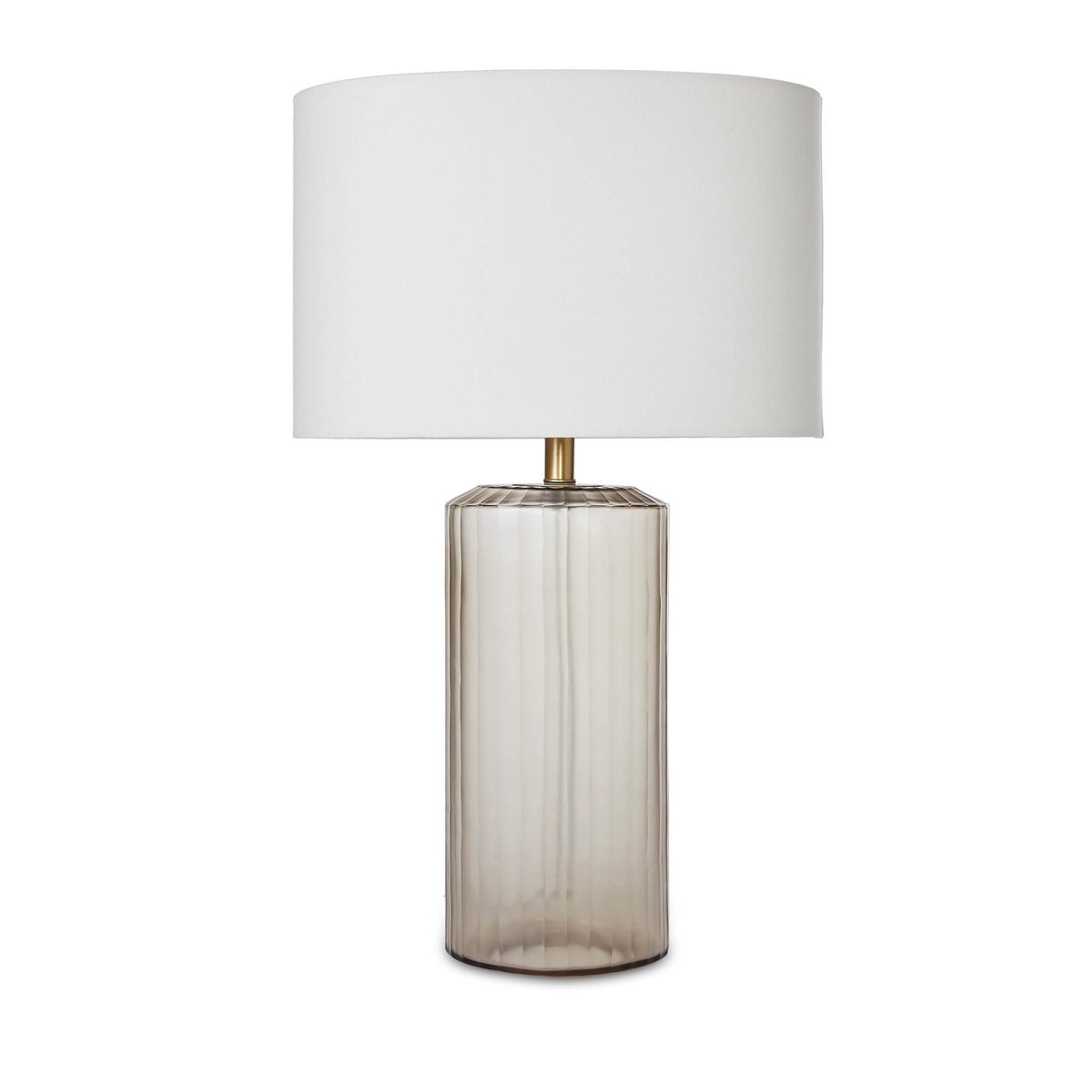 28-Inch Glass Table Lamp with White Oval Cotton Shade