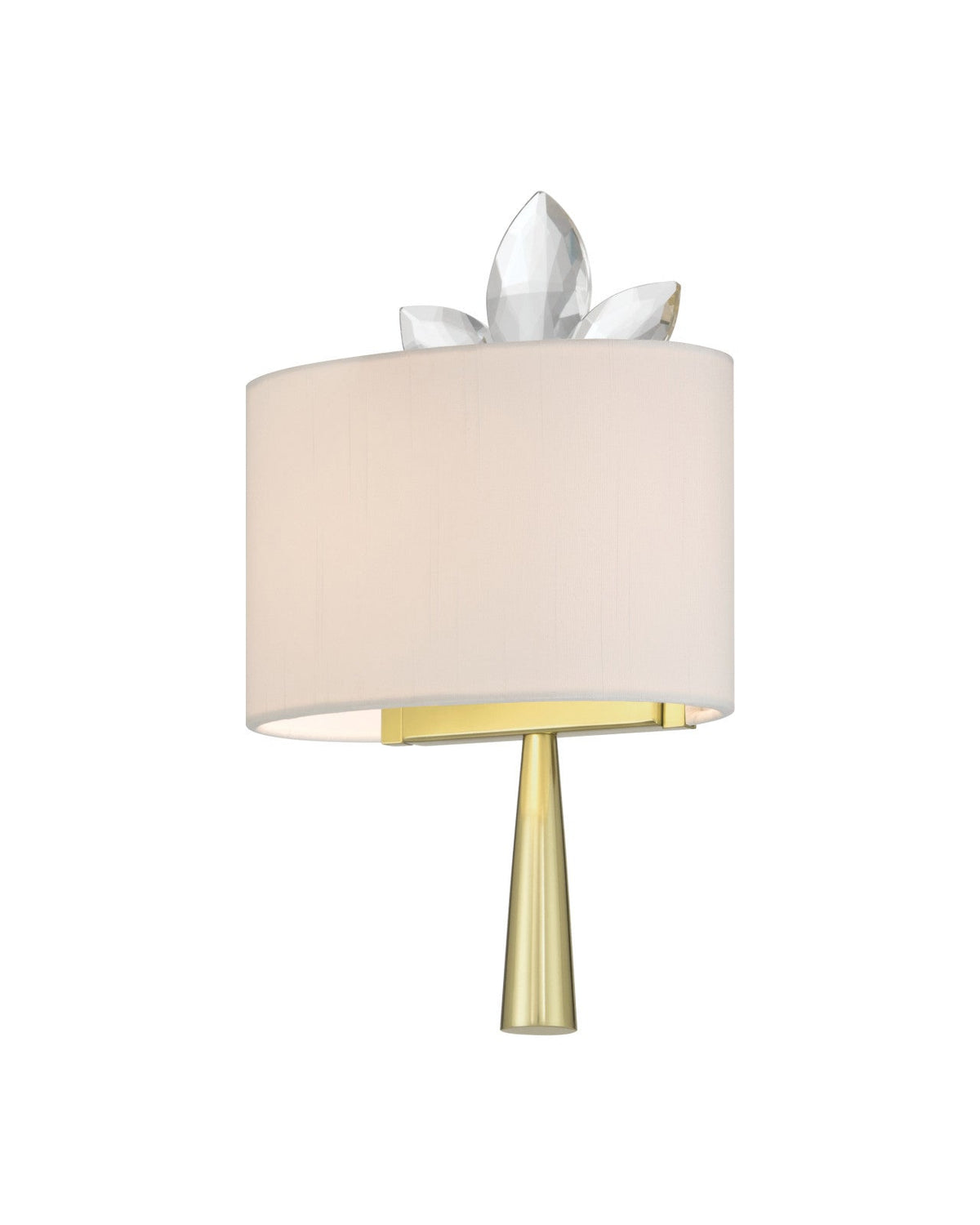 13.25-Inch Gold Brass Wall Sconce with Crystal Accents