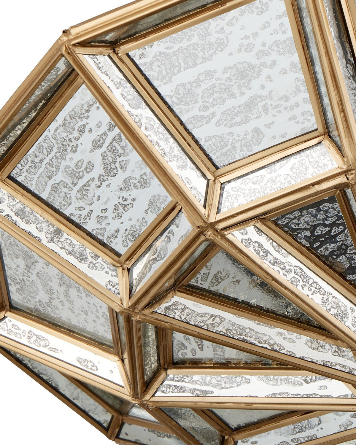 20-Inch Antique Brass and Mirrored Glass Semi-Flush Mount
