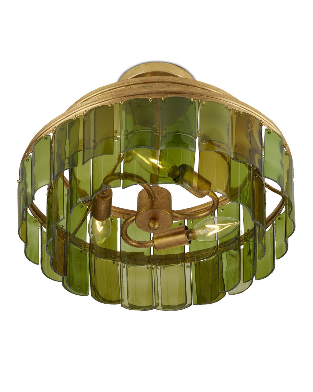15.5-Inch Recycled Green Glass Semi-Flush Mount
