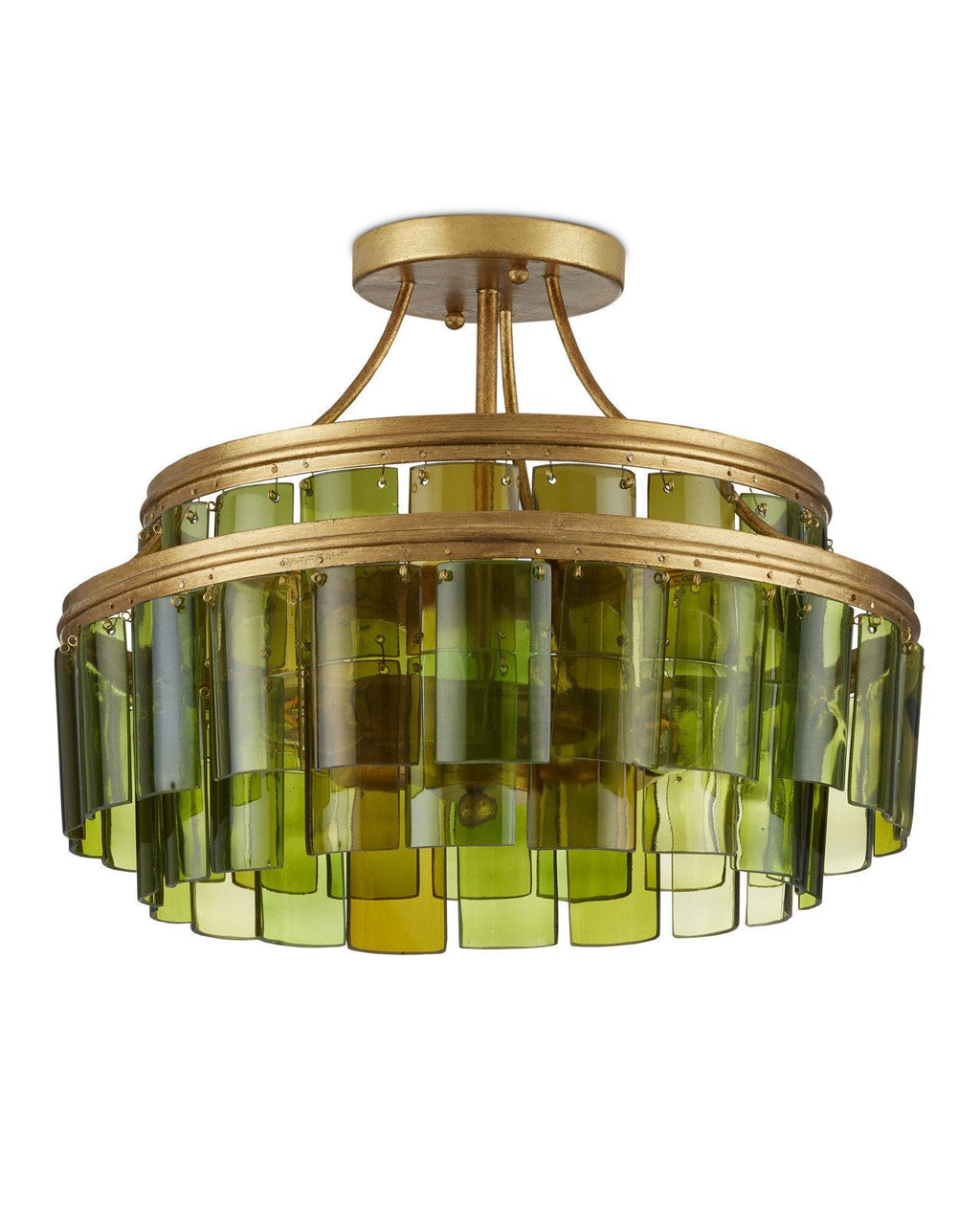15.5-Inch Recycled Green Glass Semi-Flush Mount