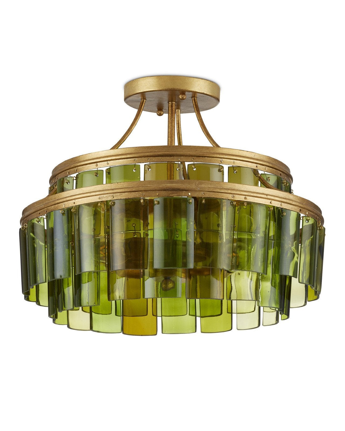 15.5-Inch Recycled Green Glass Semi-Flush Mount
